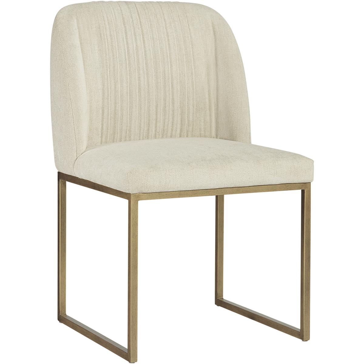 Saavedra Regency Muslin Performance Brass Iron Dining Side Chair - Set of 2